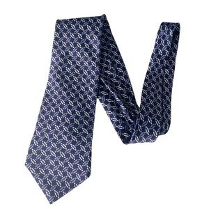 Stafford Executive Silver Blue Silk Geometric Tie Made in Italy